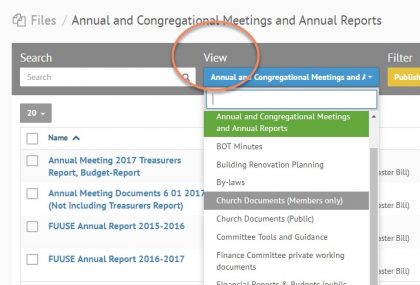 Files "View" dropdown